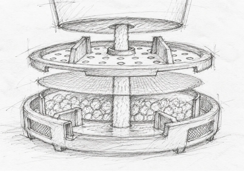 Early pencil sketch of the layered base.